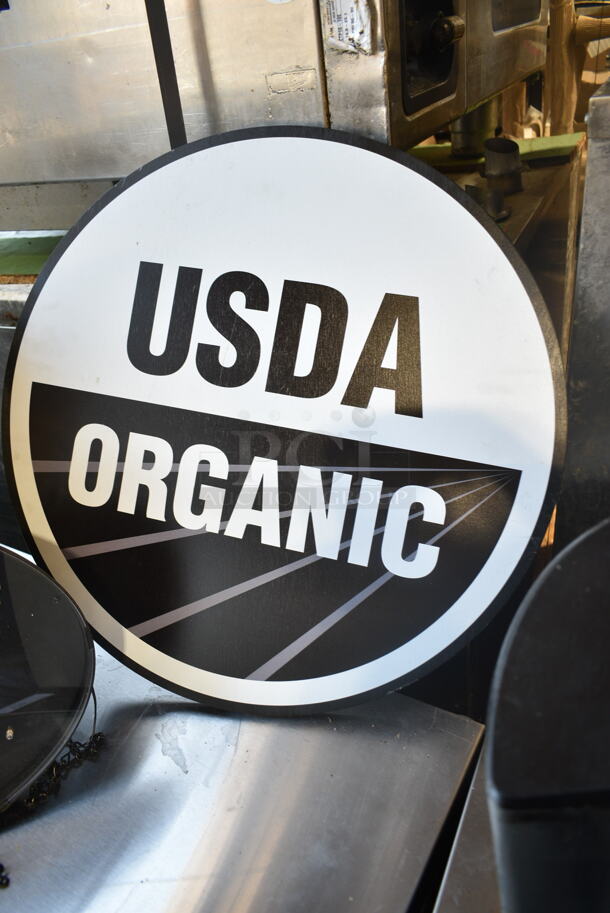 2 Signs; Light Up Open Sign and USDA Organic Sign. Open Sign Is Working! 21x2.5x13, 22x0.5x22. 2 Times Your Bid!  - Image 2 of 6