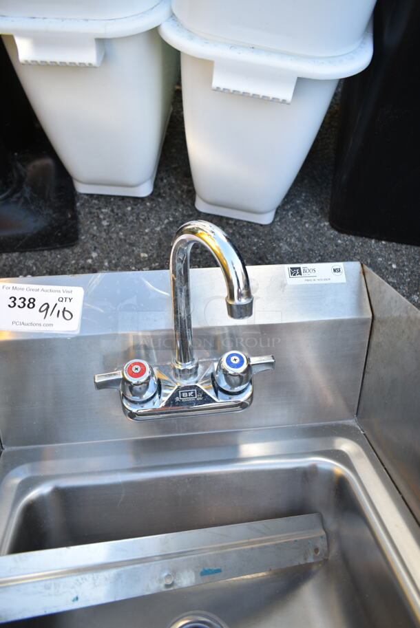 John Boos PBHS-W-1410-SSLR Stainless Steel Commercial Single Bay Wall Mount Sink w/ Faucet, Handles and Wall Mount Bar - Image 5 of 6