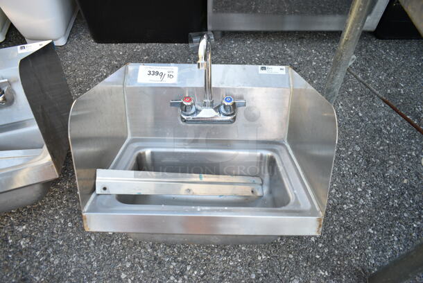 John Boos PBHS-W-1410-SSLR Stainless Steel Commercial Single Bay Wall Mount Sink w/ Faucet, Handles and Wall Mount Bar - Image 1 of 6