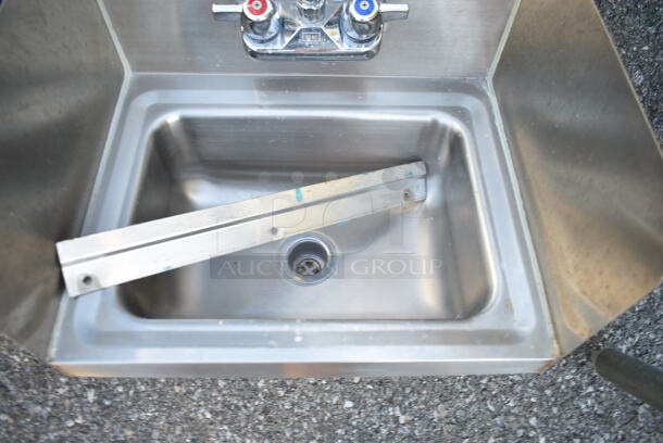 John Boos PBHS-W-1410-SSLR Stainless Steel Commercial Single Bay Wall Mount Sink w/ Faucet, Handles and Wall Mount Bar - Image 4 of 6