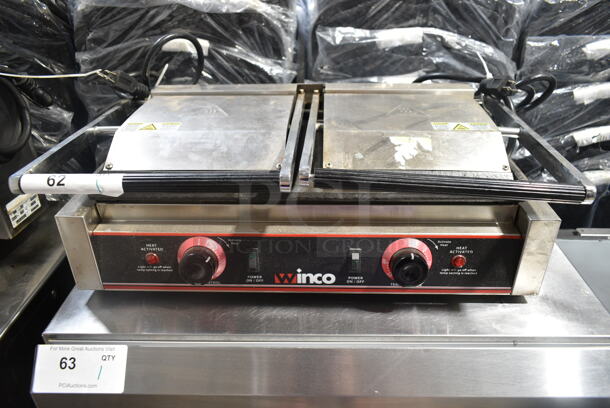 Winco ESG-2 Stainless Steel Commercial Countertop Double Panini Press. 120 Volts, 1 Phase. Tested and Working! - Image 1 of 5
