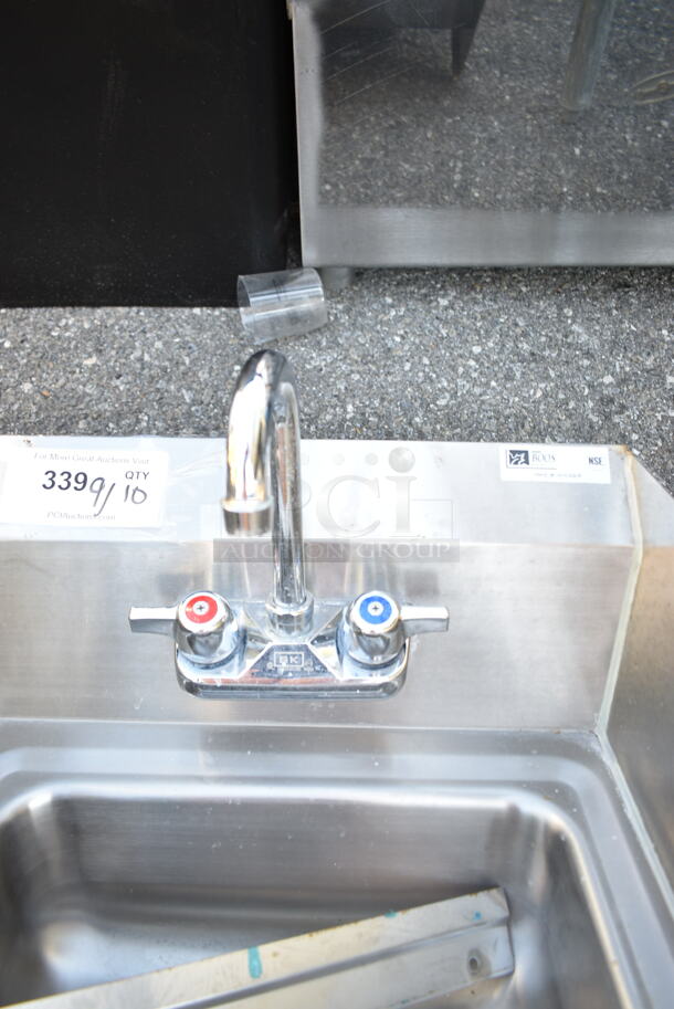 John Boos PBHS-W-1410-SSLR Stainless Steel Commercial Single Bay Wall Mount Sink w/ Faucet, Handles and Wall Mount Bar - Image 5 of 6