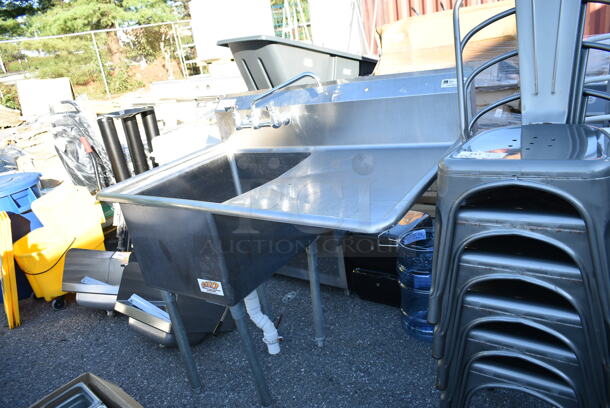 Stainless Steel Single Bay Sink w/ Right Side Drain Board, Faucet and Handles.  - Image 1 of 7