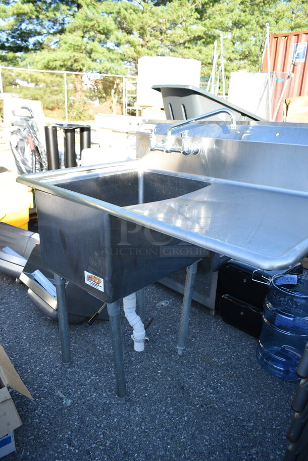 Stainless Steel Single Bay Sink w/ Right Side Drain Board, Faucet and Handles.  - Image 2 of 7
