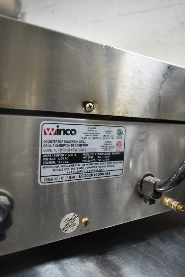 Winco ESG-2 Stainless Steel Commercial Countertop Double Panini Press. 120 Volts, 1 Phase. Tested and Working! - Image 5 of 5