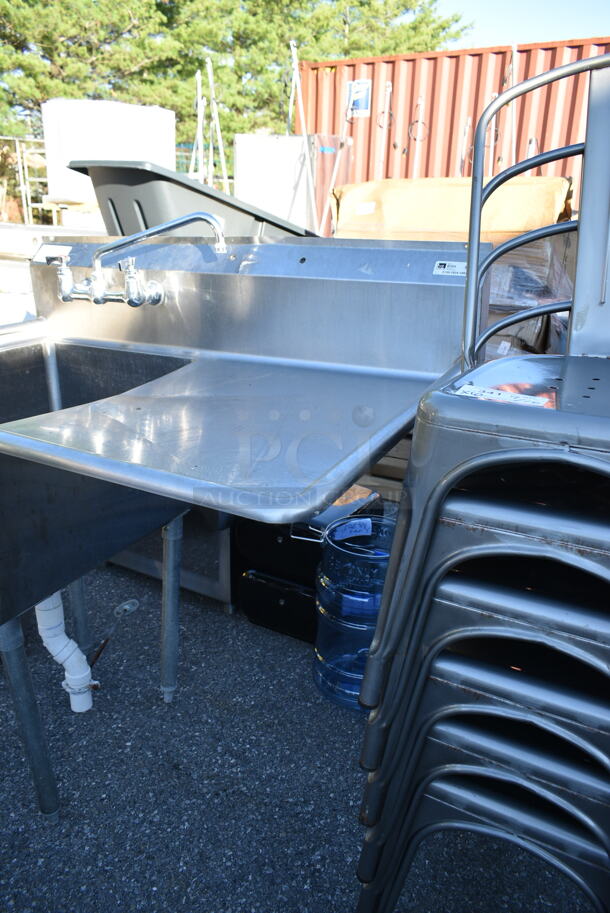 Stainless Steel Single Bay Sink w/ Right Side Drain Board, Faucet and Handles.  - Image 3 of 7