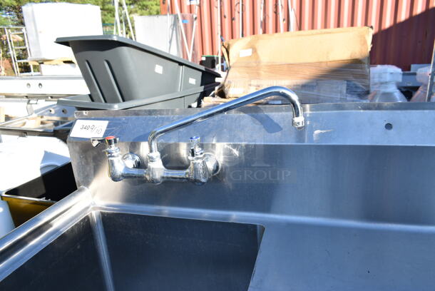 Stainless Steel Single Bay Sink w/ Right Side Drain Board, Faucet and Handles.  - Image 4 of 7