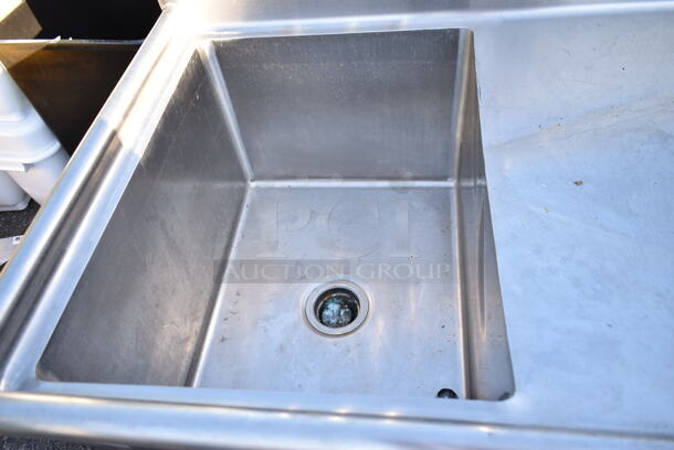 Stainless Steel Single Bay Sink w/ Right Side Drain Board, Faucet and Handles.  - Image 5 of 7