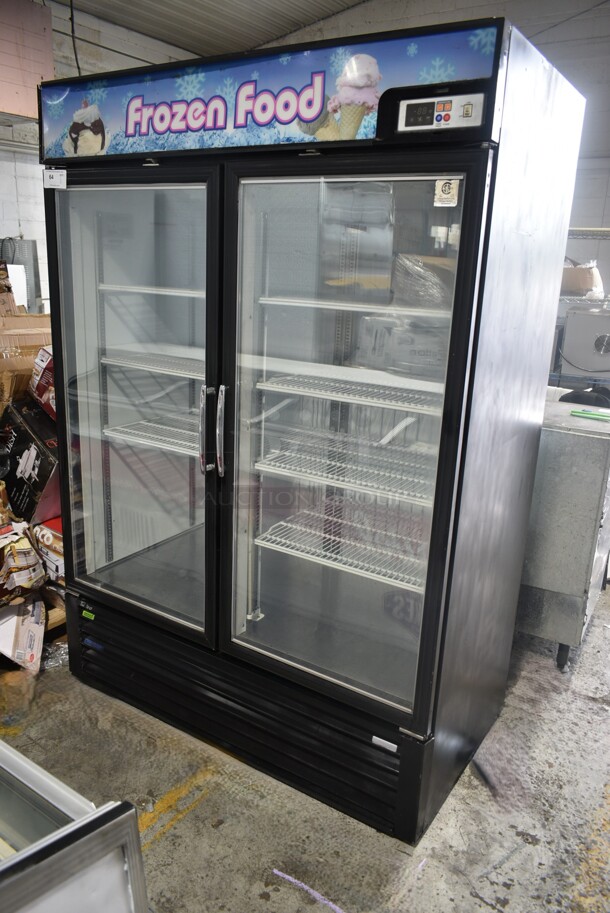 Turbo Air TGF-49FB-N Metal Commercial 2 Door Reach In Freezer Merchandiser w/ Poly Coated Racks. 115 Volts, 1 Phase. Tested and Powers On But Does Not Get Cold - Image 1 of 5