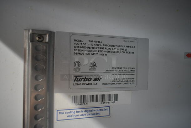 Turbo Air TGF-49FB-N Metal Commercial 2 Door Reach In Freezer Merchandiser w/ Poly Coated Racks. 115 Volts, 1 Phase. Tested and Powers On But Does Not Get Cold - Image 5 of 5