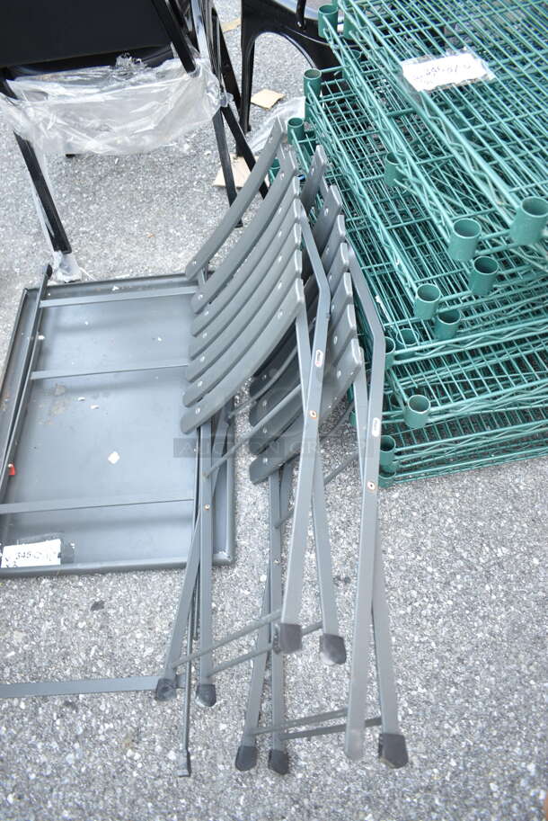 3 Items; 2 Metal Folding Chairs and 1 Metal Folding Table. 3 Times Your Bid!  - Image 2 of 3