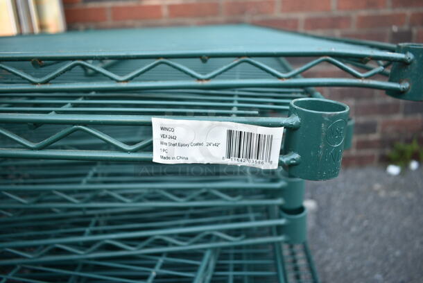 ALL ONE MONEY! Lot of 36 Green Finish Wire Shelves. Includes 30x24x1.5, 30x14x1.5, 42x24x1.5 - Image 6 of 6
