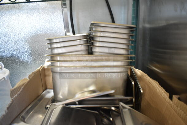 ALL ONE MONEY! Lot of Stainless Steel Drop In Bins and Lids; 25 1/6 Size Lids, 7 1/3 Size Lids, 7 1/6 Size Drop In Bins and 3 1/3 Size Drop In Bins - Image 2 of 12