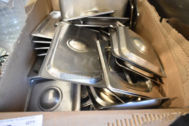 ALL ONE MONEY! Lot of Stainless Steel Drop In Bins and Lids; 25 1/6 Size Lids, 7 1/3 Size Lids, 7 1/6 Size Drop In Bins and 3 1/3 Size Drop In Bins - Image 3 of 12