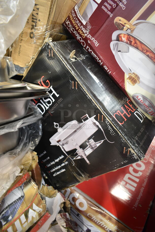 PALLET LOT of 20 BRAND NEW Boxes Including Various Chafing Dishes, Winco MPB-36 36 qt Mop Bucket Combo, Winco TNH-90. High Heat Flexible Turner w/Offset,  Winco HSP-123 Springform Pan. 20 Times Your Bid! - Image 3 of 12