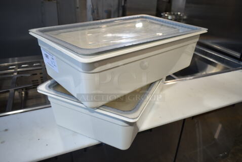 2 Poly Full Size Drop In Bins w/ Lid. 2 Times Your Bid!