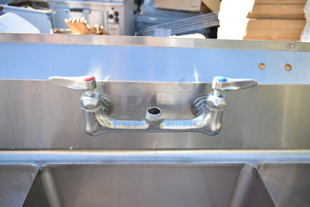 John Boos E31S8-1824-14T24 Stainless Steel 3 Bay Sink w/ Dual Drain Boards and Handles.  - Image 9 of 12