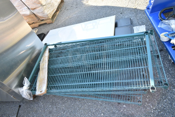 ALL ONE MONEY! Lot of 10 Pieces Including Green Finish Wire Shelves and Regency 460EGP27 Poles - Image 5 of 6