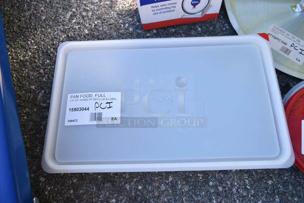 ALL ONE MONEY! Lot of 5 BRAND NEW Items Including 15903044 Araven 03044 Full Size Translucent Polypropylene Food Pan with Airtight Lid - 2 1/2" Deep, 247RLID6RD Vigor 6 and 8 Qt. Red Round Polypropylene Food Storage Container Lid, 471SPC100 Choice 20 13/16" Aluminum Pot / Pan Cover, 177GPCM50 Galaxy 50 lb. Mechanical Portion Control Scale - Image 3 of 11
