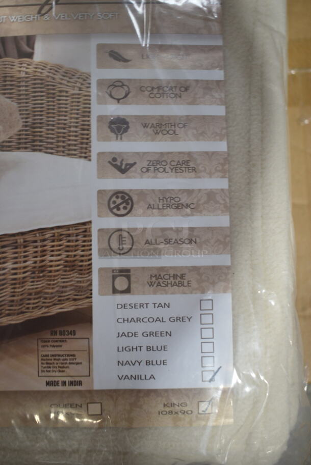 4 BRAND NEW SCRATCH AND DENT! Hotel Quality Luxury Vanilla Fleece Blanket King 108x90. 4 Times Your Bid!  - Image 6 of 7