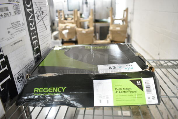 2 BRAND NEW SCRATCH AND DENT! Items Including Regency 600FD46G Deck-Mounted Faucet with 4" Centers and 6" Swivel Gooseneck Spout and T&S 014210-40 18" Easy Install Riser Assembly. 2 Times Your Bid!  - Image 3 of 8