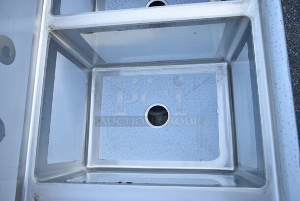 BRAND NEW SCRATCH AND DENT! Regency 600S31824224 Stainless Steel Commercial 3 Bay Sink w/ Dual Drain Boards. No Legs. Bays 18x23x14. Drain Boards 22.5x25.5. - Image 7 of 10