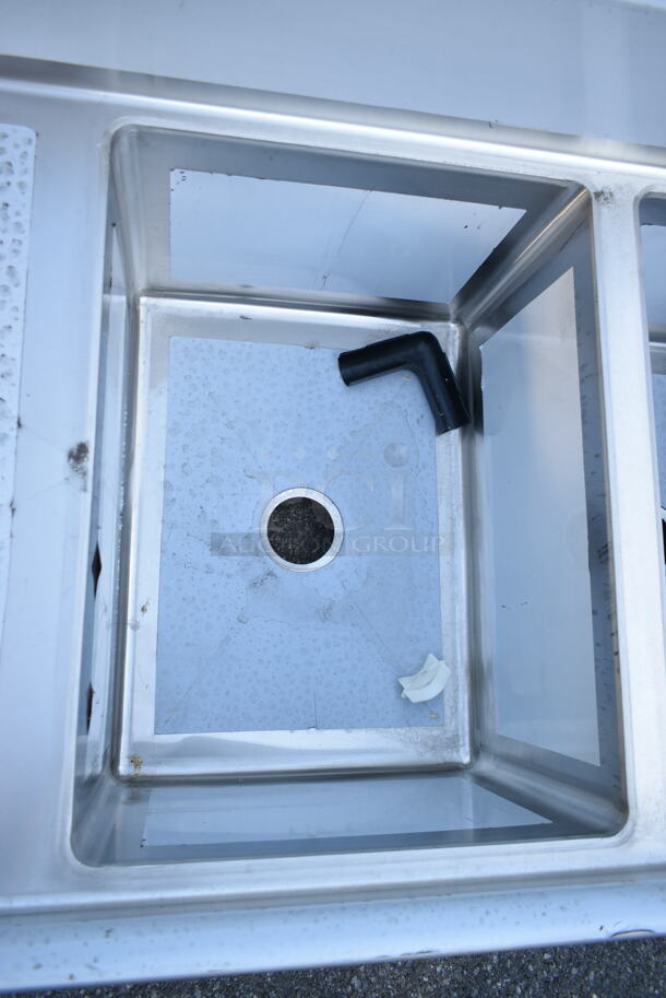 BRAND NEW SCRATCH AND DENT! Regency 600S31824224 Stainless Steel Commercial 3 Bay Sink w/ Dual Drain Boards. No Legs. Bays 18x23x14. Drain Boards 22.5x25.5. - Image 8 of 10