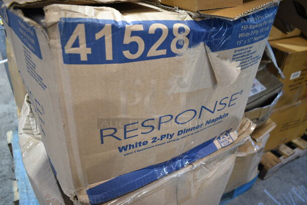 PALLET LOT of 17 BRAND NEW Boxes Including 176BSKT95BK Choice 9 1/4" x 5 3/4" x 1 1/2" Black Oval Plastic Fast Food Basket - 12/Pack, 164TCOLROD25 Lancaster Table & Seating 25 3/16" Standard Height Table Base Column and Rod, CSI 16 oz PET Cylinder, 2 Box Choice 407358MCC Choice Stainless Steel Malt Cup Collar for 3 5/8" Cups - 4 5/8" Top Diameter, 260PCCOV10 Choice 10" Clear Polycarbonate Plate Cover - 12/Case, 413R053008100 Hatco R05.30.081.00 Leg, 41528 Response Dinner Napkins, Garde 181COM1KITMA Heavy-Duty Can Opener Knife and Gear Kit, American Metalcraft ASEAS14 14" Round Silver Hammered Aluminum Seafood Tray, 929CAC187 Waring Ellipse CAC187 32 oz. Copolyester Container with Dasher Assembly for MXE2000, 20A871989 Ansell AlphaTec® 87-198 12" Yellow 16 Mil Unsupported Fish Scale Grip Natural Latex Rubber Gloves with Cotton Flock Lining - Large - 12/Pack, 500CC12HD 12 oz. Plastic Cold Cup - 1000/Case, Carlisle Spectrum 4073500 17" Aluminum Brush Rack, 612D3COMP Choice 8 1/2"x 6 3/8" 3-Compartment Oblong Foil Take-Out Container with Board Lid - 250/Case, 500IRB100WULK 1 Gallon (128 oz.) Translucent HDPE Industrial Round Jug with Unlined White Ribbed Continuous Thread Cap. 17 Times Your Bid!  - Image 12 of 12
