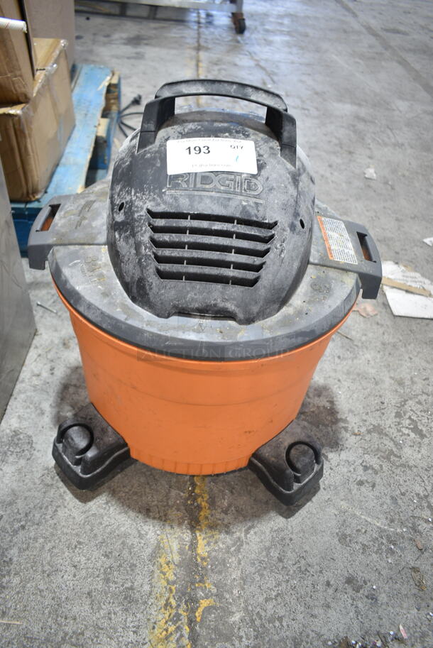 Rigid Orange and Black Poly Shop Vac Wet Dry Vacuum. Tested and Working! - Image 1 of 7