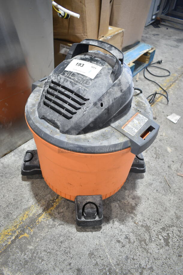 Rigid Orange and Black Poly Shop Vac Wet Dry Vacuum. Tested and Working! - Image 2 of 7