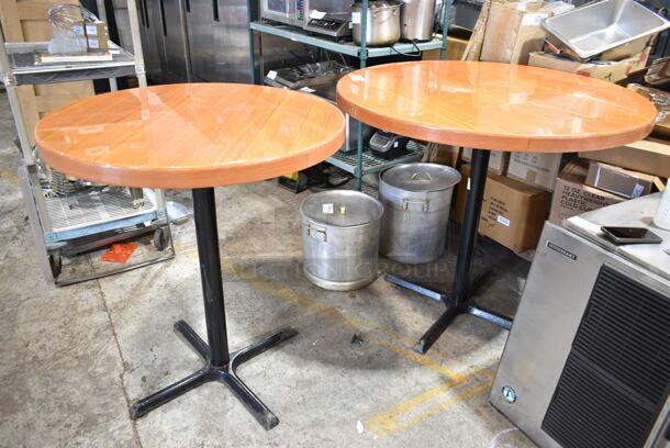 2 Round Bar Height Table on Black Metal Base. 48x48x42, 36x36x42. 2 Times Your Bid! - Image 1 of 8