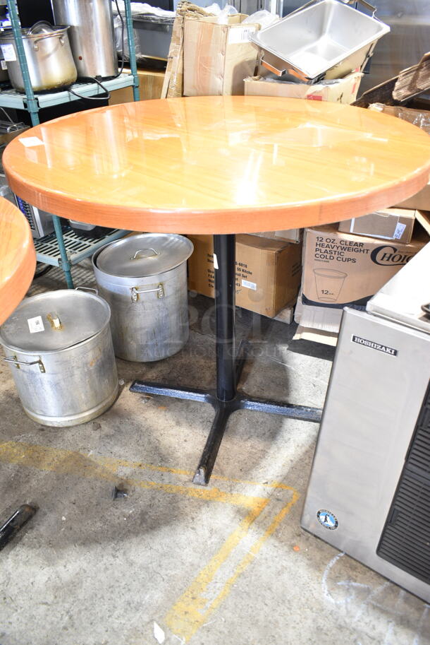 2 Round Bar Height Table on Black Metal Base. 48x48x42, 36x36x42. 2 Times Your Bid! - Image 5 of 8