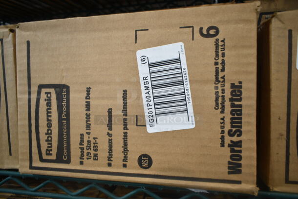 16 Boxes of 6 BRAND NEW! Rubbermaid FG201P00AMBR Amber Poly 1/9 Size Drop In Bins. 1/9x4. 16 Times Your Bid! - Image 3 of 5