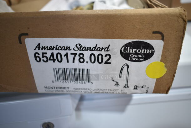 2 BRAND NEW SCRATCH AND DENT! Items Including American Standard 6540178.002 Monterrey 1.5 GPM Deck-Mount Widespread Lavatory Faucet with 8" Centers, Rigid / Swivel Gooseneck Spout, and Wrist Blade Handles and American Standard 6055205.002 Innsbrook Selectronic 0.5 GPM Deck-Mount Battery-Operated Touchless Lavatory Faucet. 2 Times Your Bid!  - Image 5 of 8