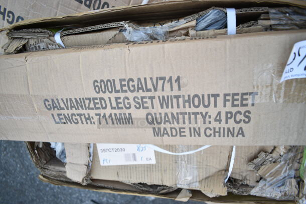 3 BRAND NEW SCRATCH AND DENT! Items Including Regency 600LEGALV711  1 711 LEG GALV 28" Galvanized Steel Leg for Work Tables - 5" Casters Required, 357CT2030 FLAT Tech KT22 22" Self-Stabilizing Black End Table Base Set - 2/Set, 427BASEGRNBK Lancaster Table & Seating 110 lb. Square Black Granite Umbrella Base. May Be Missing Pieces. 3 Times Your Bid!  - Image 3 of 6