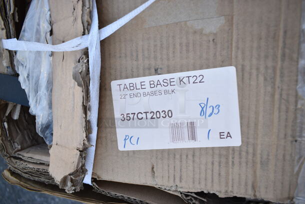 3 BRAND NEW SCRATCH AND DENT! Items Including Regency 600LEGALV711  1 711 LEG GALV 28" Galvanized Steel Leg for Work Tables - 5" Casters Required, 357CT2030 FLAT Tech KT22 22" Self-Stabilizing Black End Table Base Set - 2/Set, 427BASEGRNBK Lancaster Table & Seating 110 lb. Square Black Granite Umbrella Base. May Be Missing Pieces. 3 Times Your Bid!  - Image 4 of 6