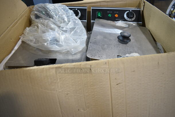 BRAND NEW SCRATCH AND DENT! Adcraft Stainless Steel Countertop 2 Bay Fryer.  - Image 3 of 6