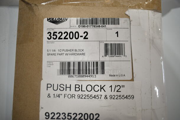 3 BRAND NEW SCRATCH AND DENT! Items Including 9223522002 Vollrath 352200-2 1/4" and 1/2" Push Block for InstaCut 5.1 Dicer or Slicer, 10A705071 Anfim 705071 Luna Back Panel with Power Board for 704828 and 705168, 177PMX40HCA Avantco 177PMX40HCA Center Axle for MX40H. 3 Times Your Bid!  - Image 4 of 9