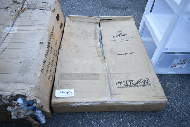 BRAND NEW SCRATCH AND DENT! Dryser LND-282L-WHT PCI, Dryser Divided Commercial Heavy-Duty Rolling Laundry Hamper, Steel Frame Cart on Wheels with 2 Section Removable Canvas Bins for Hotel or Home - White. May Be Missing Pieces. - Image 1 of 3