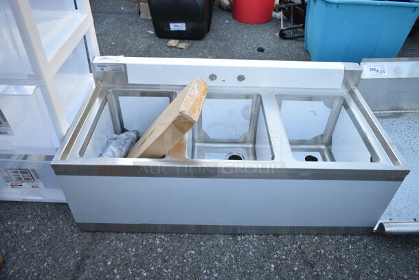 BRAND NEW SCRATCH AND DENT! Steelton 522BS3T38 3 Bowl 18 Gauge Underbar Sink - 38" x 18 3/4" - Image 2 of 8