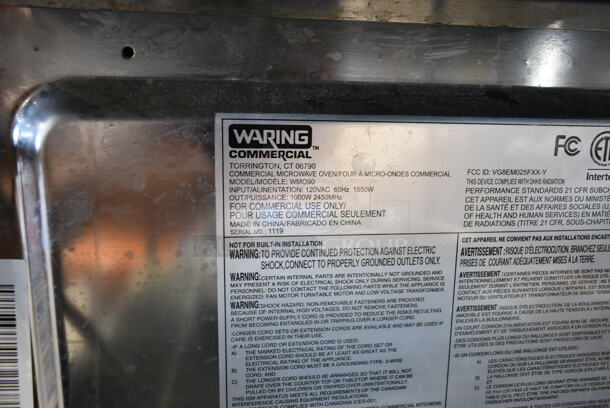 Waring WMO90 Stainless Steel Commercial Countertop Microwave Oven. 120 Volts, 1 Phase.  - Image 5 of 5
