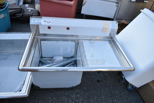 BRAND NEW SCRATCH AND DENT! Steelton 522CS11818R  38 3/4" 18-Gauge Stainless Steel One Compartment Commercial Sink with Right Drainboard - 18" x 18" x 12" Bowl - Image 2 of 7
