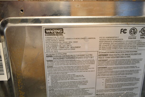 Waring WMO90 Stainless Steel Commercial Countertop Microwave Oven. 120 Volts, 1 Phase.  - Image 5 of 5