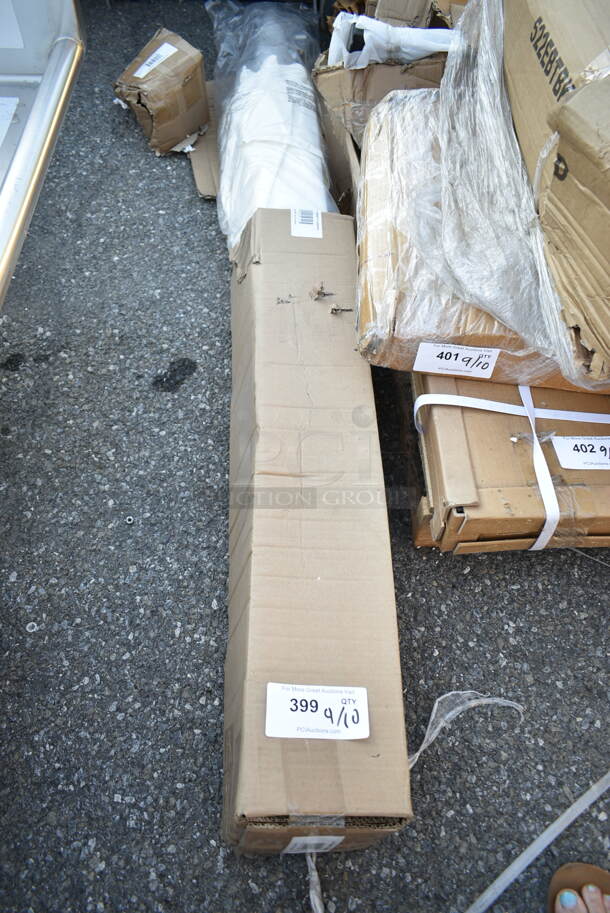 BRAND NEW SCRATCH AND DENT! Lancaster Table & Seating 164UMBTL09WH 9' White Crank Lift Auto Tilt Aluminum Umbrella - Image 2 of 3