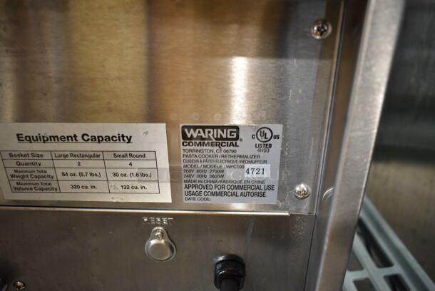 Waring WPC100 Stainless Steel Commercial Countertop Electric Powered Pasta Cooker. 208/240 Volts, 1 Phase.  - Image 8 of 8