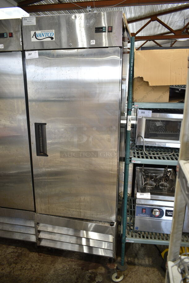 Avantco 178A23FHC Stainless Steel Commercial Single Door Reach In Freezer w/ Poly Coated Racks on Commercial Casters. 115 Volts, 1 Phase. Tested and Working! - Image 1 of 5