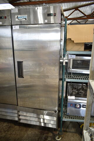 Avantco 178A23FHC Stainless Steel Commercial Single Door Reach In Freezer w/ Poly Coated Racks on Commercial Casters. 115 Volts, 1 Phase. Tested and Working!