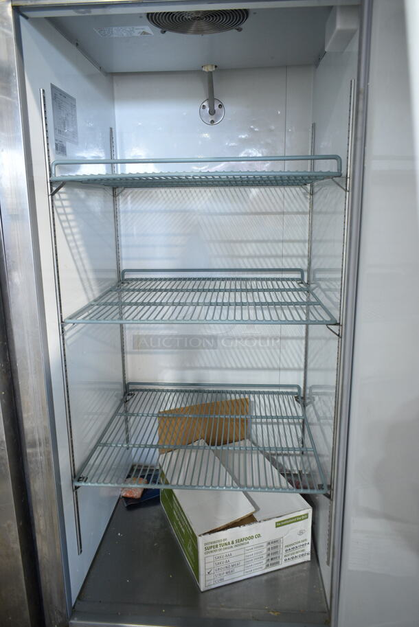 Avantco 178A23FHC Stainless Steel Commercial Single Door Reach In Freezer w/ Poly Coated Racks on Commercial Casters. 115 Volts, 1 Phase. Tested and Working! - Image 4 of 5