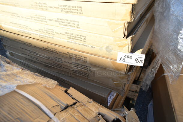 5 BRAND NEW SCRATCH AND DENT! Lancaster Table & Seating 384YCZ32RNDB 32" Round Granite White Heavy-Duty Blow Molded Bar Height Plastic Folding Table. May Be Missing Pieces. 5 Times Your Bid!  - Image 2 of 3