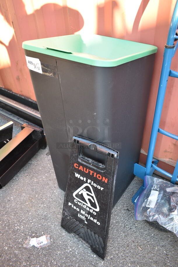 2 BRAND NEW SCRATCH AND DENT! Items Including Lavex Black Caution Wet Floor Sign and Compost Bin. 2 Times Your Bid!  - Image 1 of 6